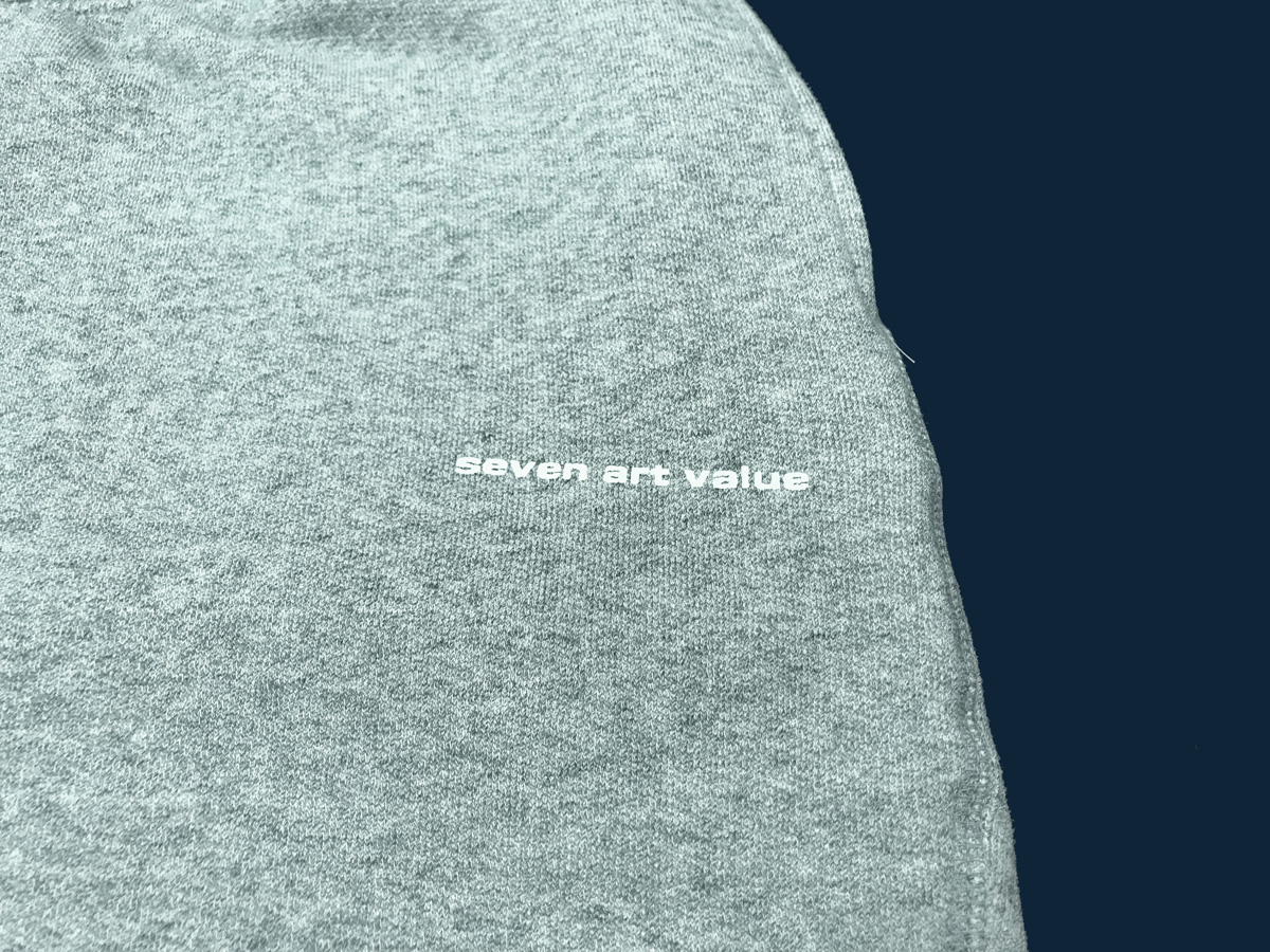 【Seven Art Value】sweat shorts  // "chain logo"/ color: gray×sea